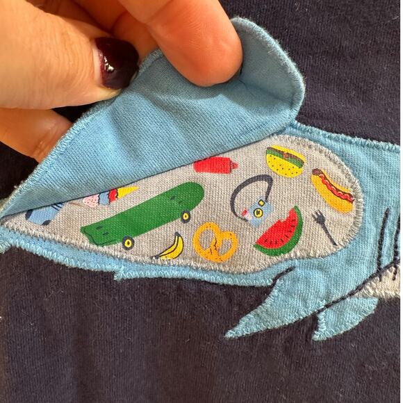 Hanna Andersson Blue Lift Flap Shark T-Shirt 100% Cotton Size 140cm 10-12Y - Picture 4 of 7